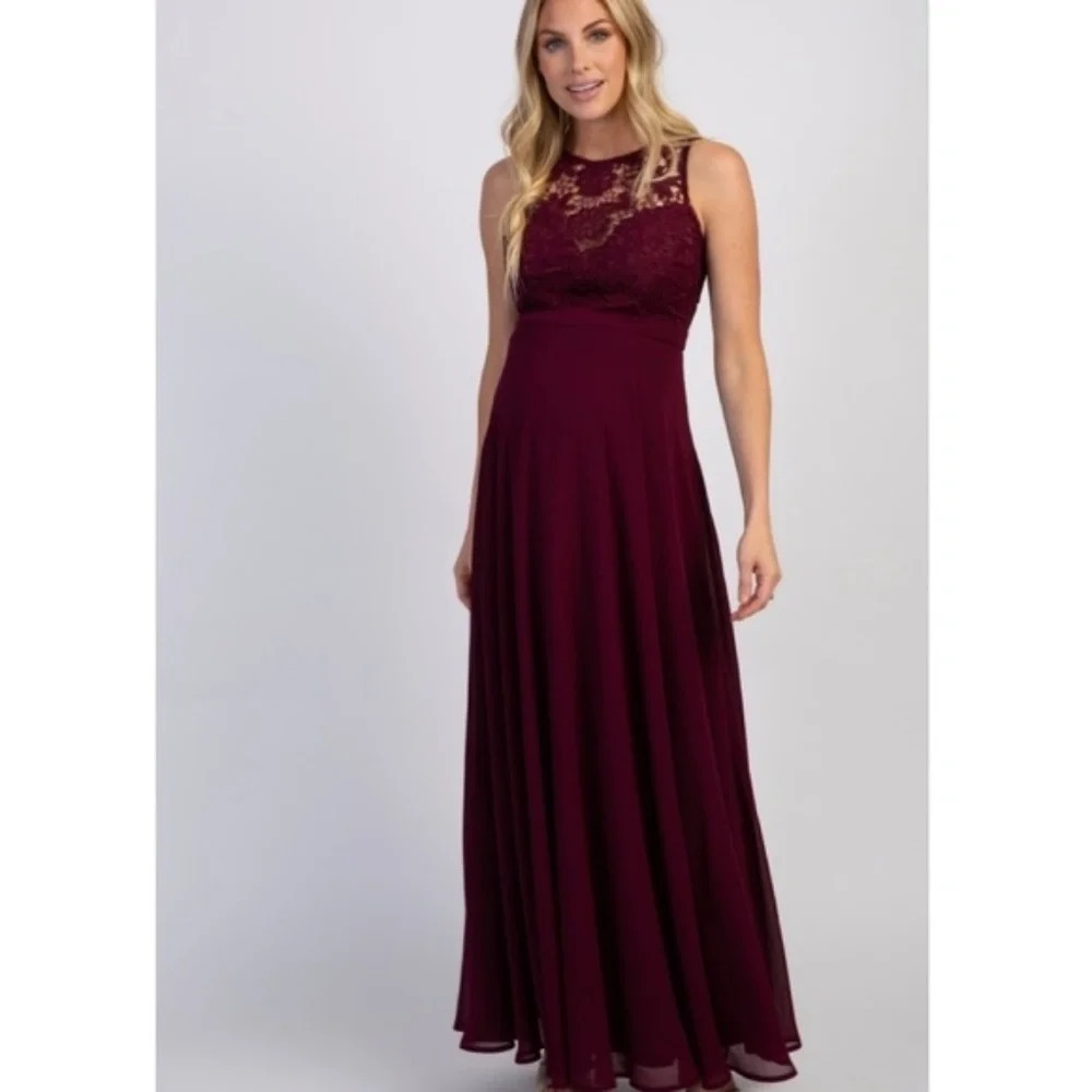 New*PinkBlush crochet lace sleeveless maxi dress